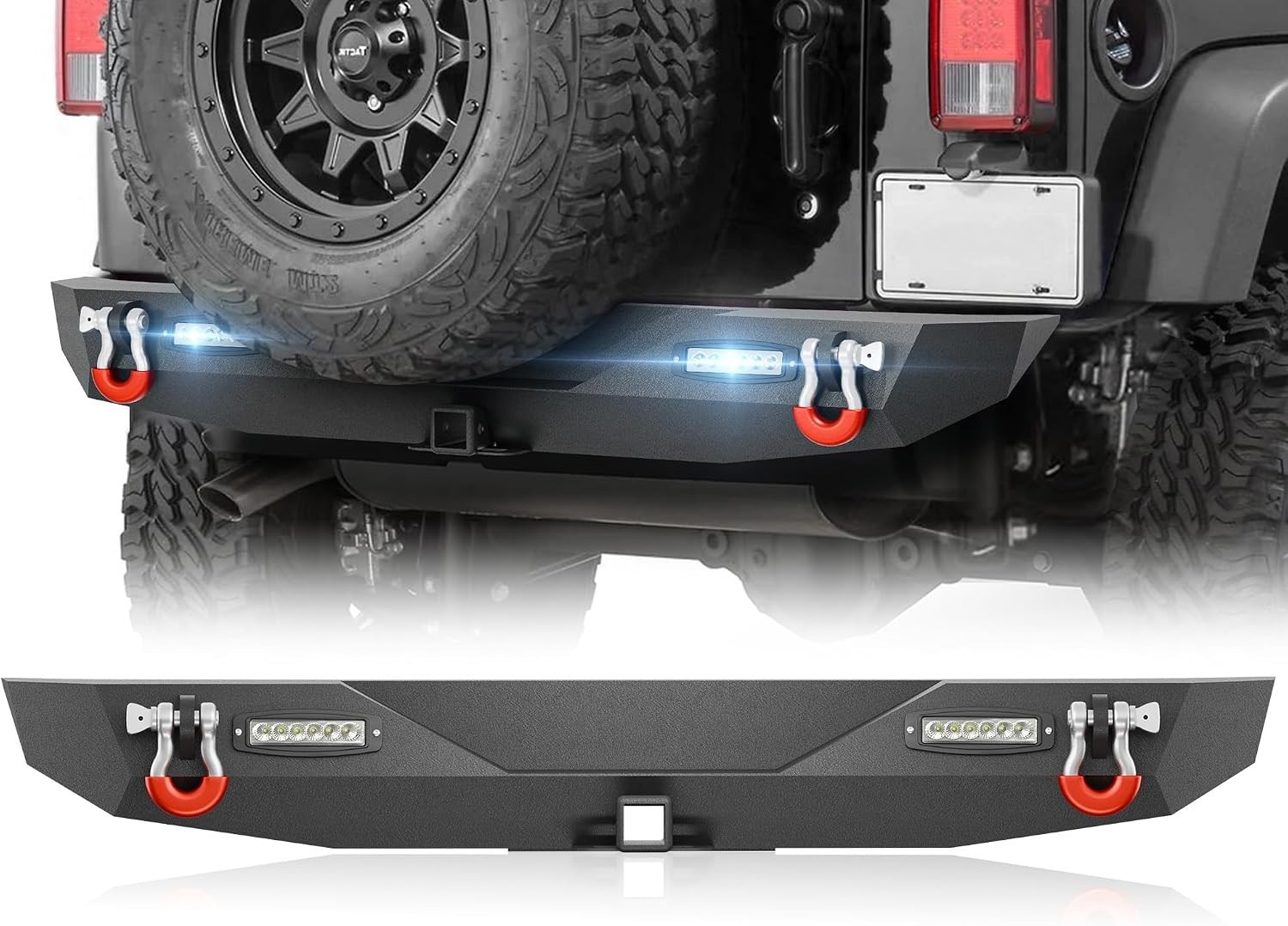 Rear Bumper Compatible with Jeep JK JKU 2/4 doors 2007-2018 Fits Unlimited 2/4 