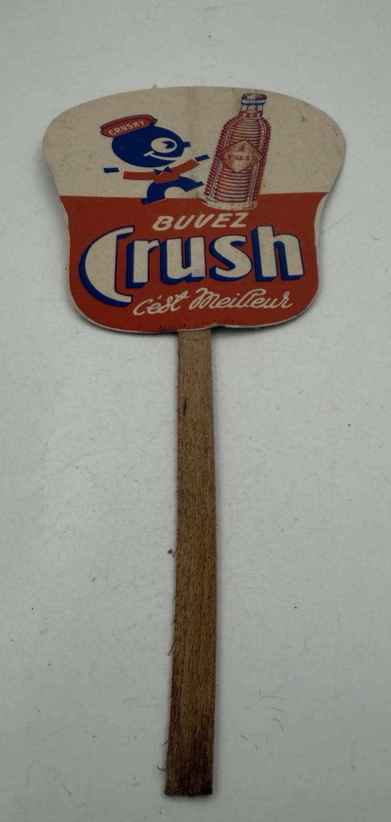 Vintage Orange Crush Advertising Hand Fan 1930s Canadian Soda Pop Crushy Boy
