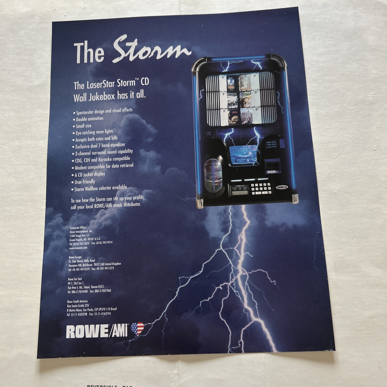 Original Factory Jukebox Ami-Rowe Laserstar Cd Storm Wall FLYER