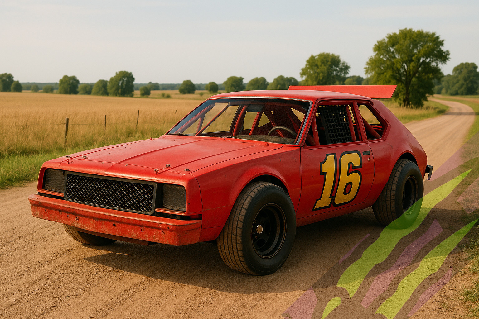 Red Dirt Track Race Car 4x6 Photo Print Vintage Stock Car Country Road