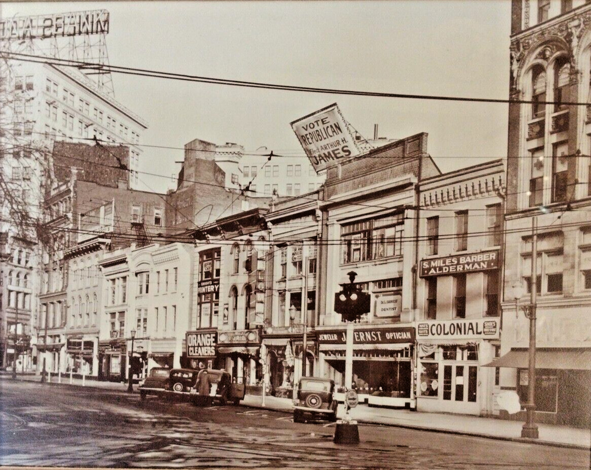 1938 Photograph Northeast Side Public Square Wilkes-Barre Pa. Framed 8\