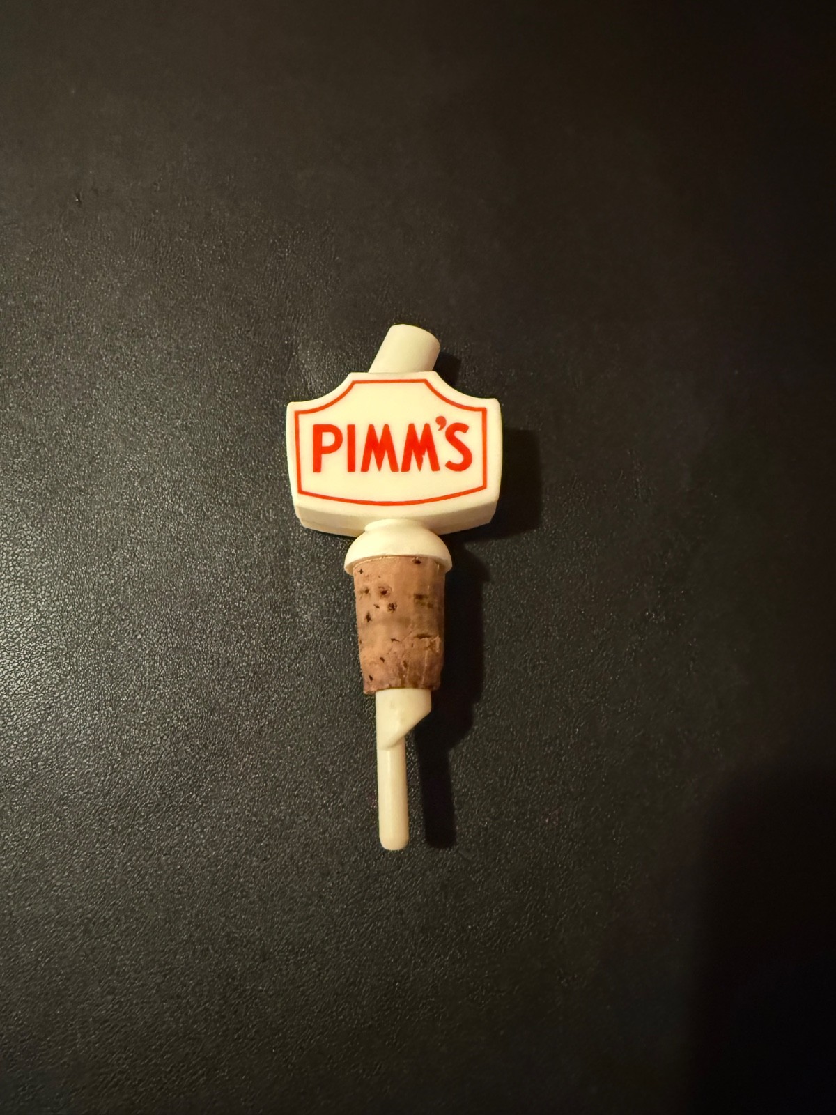 Pimm\'s Vintage Bottle Stopper Plastic/Bakelite Top with Cork and Pourer 1960\'s