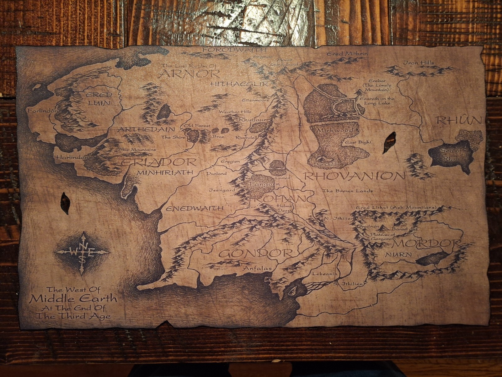Middle Earth Map CANVAS ART PRINT Lord of the Rings, Hobbit  WEATHERED LOOK