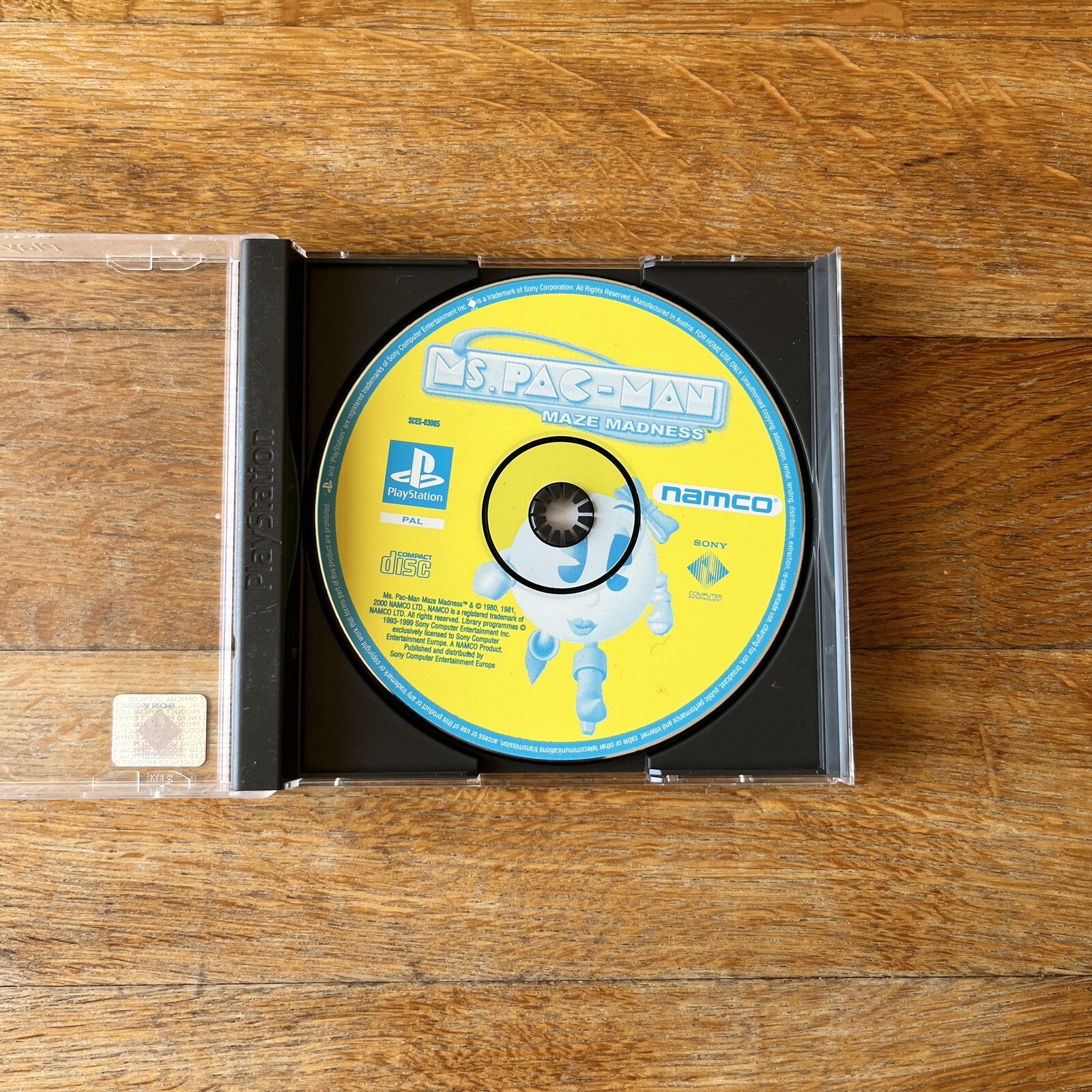 Ms. Pac-Man - Playstation 1 PAL DISC AND BOTTOM COVER ONLY - WORKING