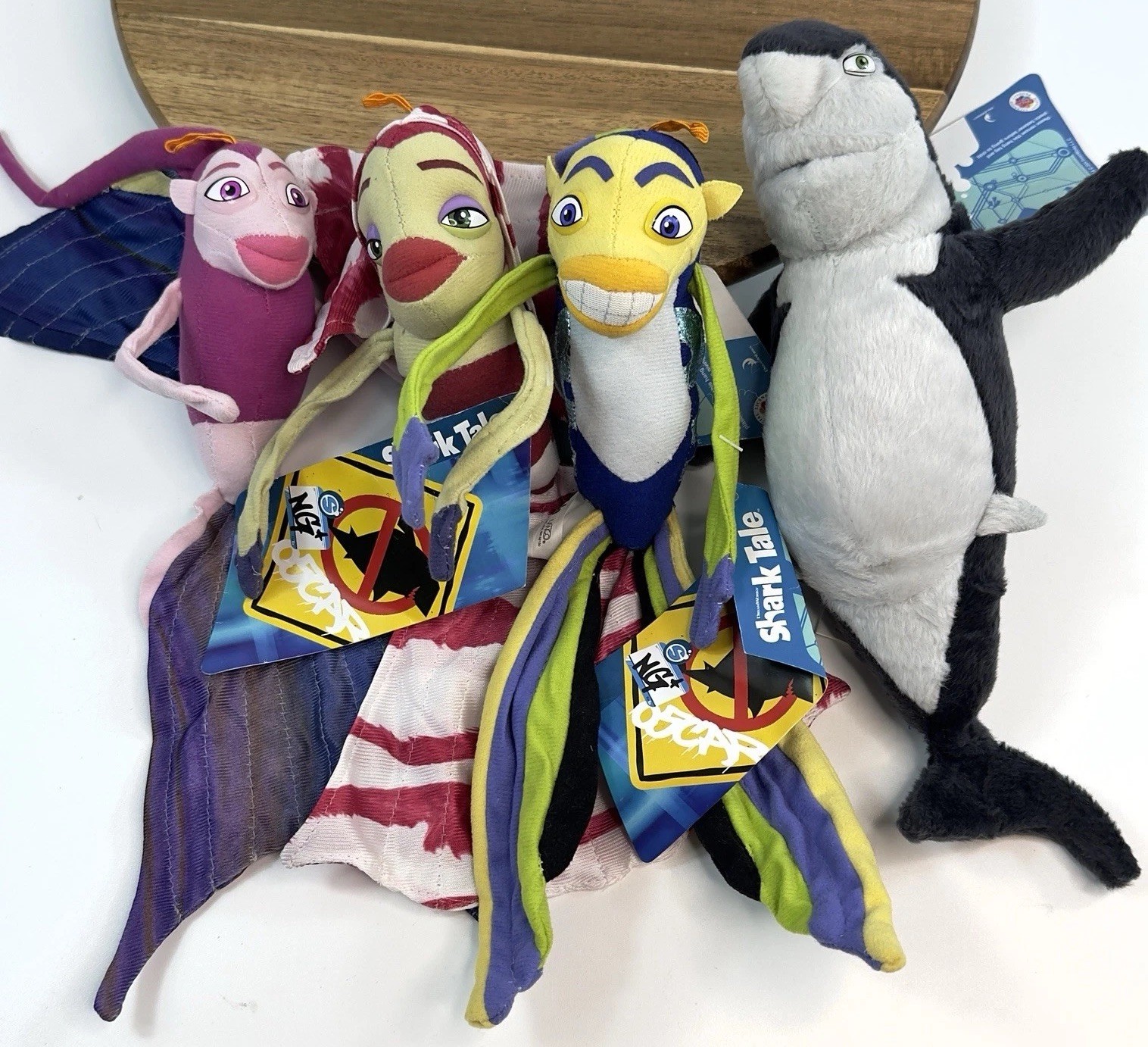 Vintage Dreamworks Shark Tale Plush Set Oscar Angie Lola Lenny 2004 Set Of 4