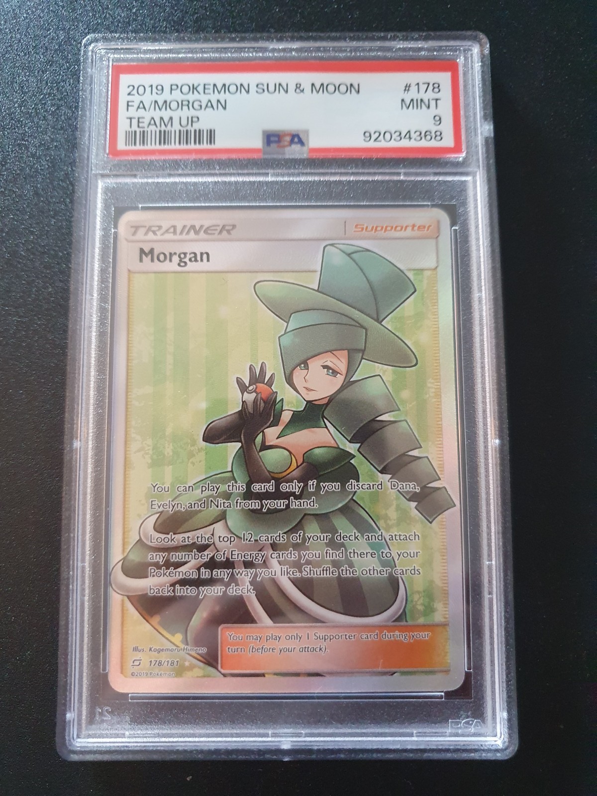 Pokemon TCG Morgan Team Up Full Art Trainer 178/181 PSA 9 Mint