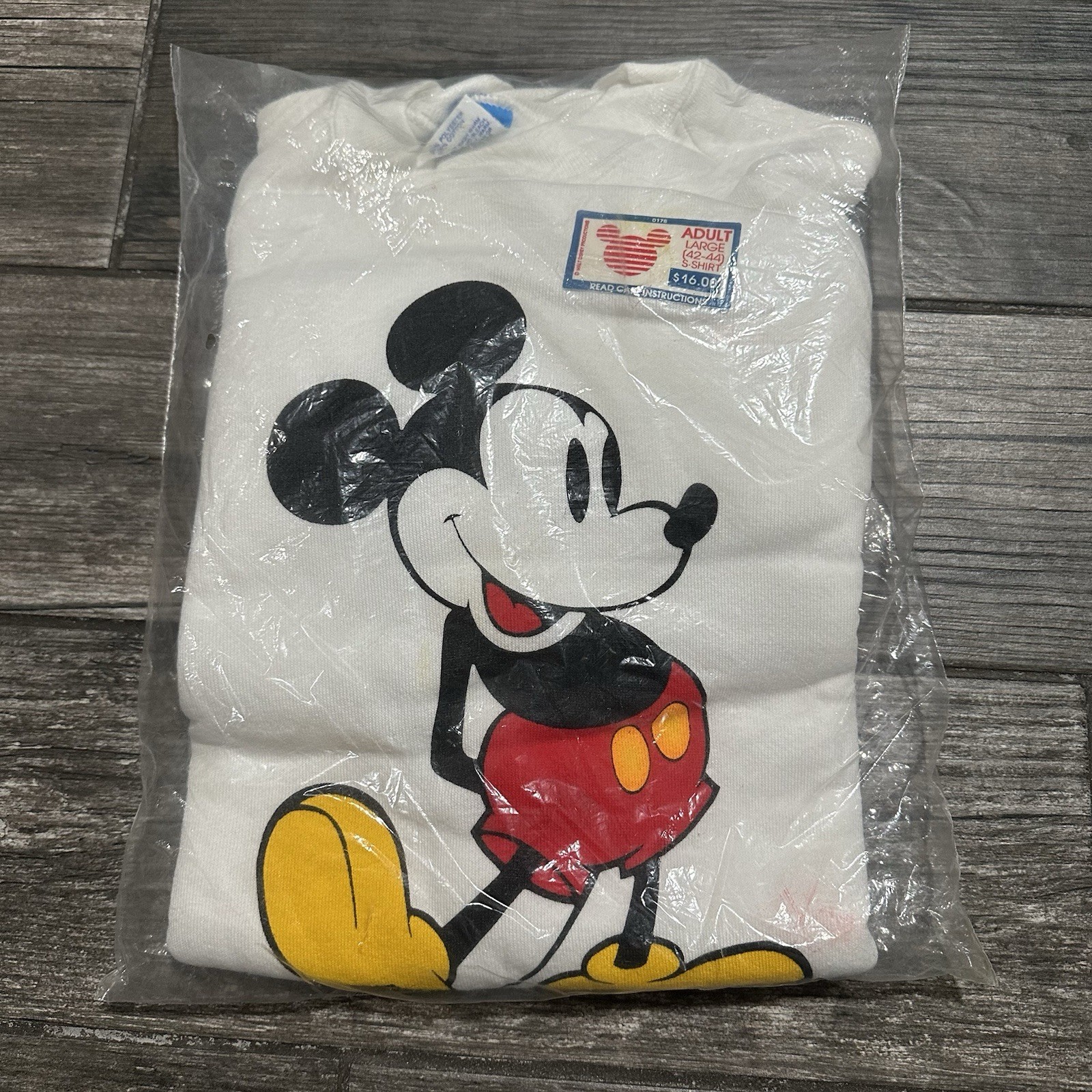 VTG 80s NEW DISNEY CHARACTER FASHIONS MICKEY MOUSE WHITE CREWNECK SWEATSHIRT L
