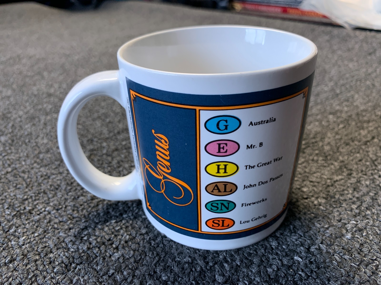 Vintage Trivial Pursuit Mug Horn Abbot 1981 Genus Card Trivia Night 1980s Game