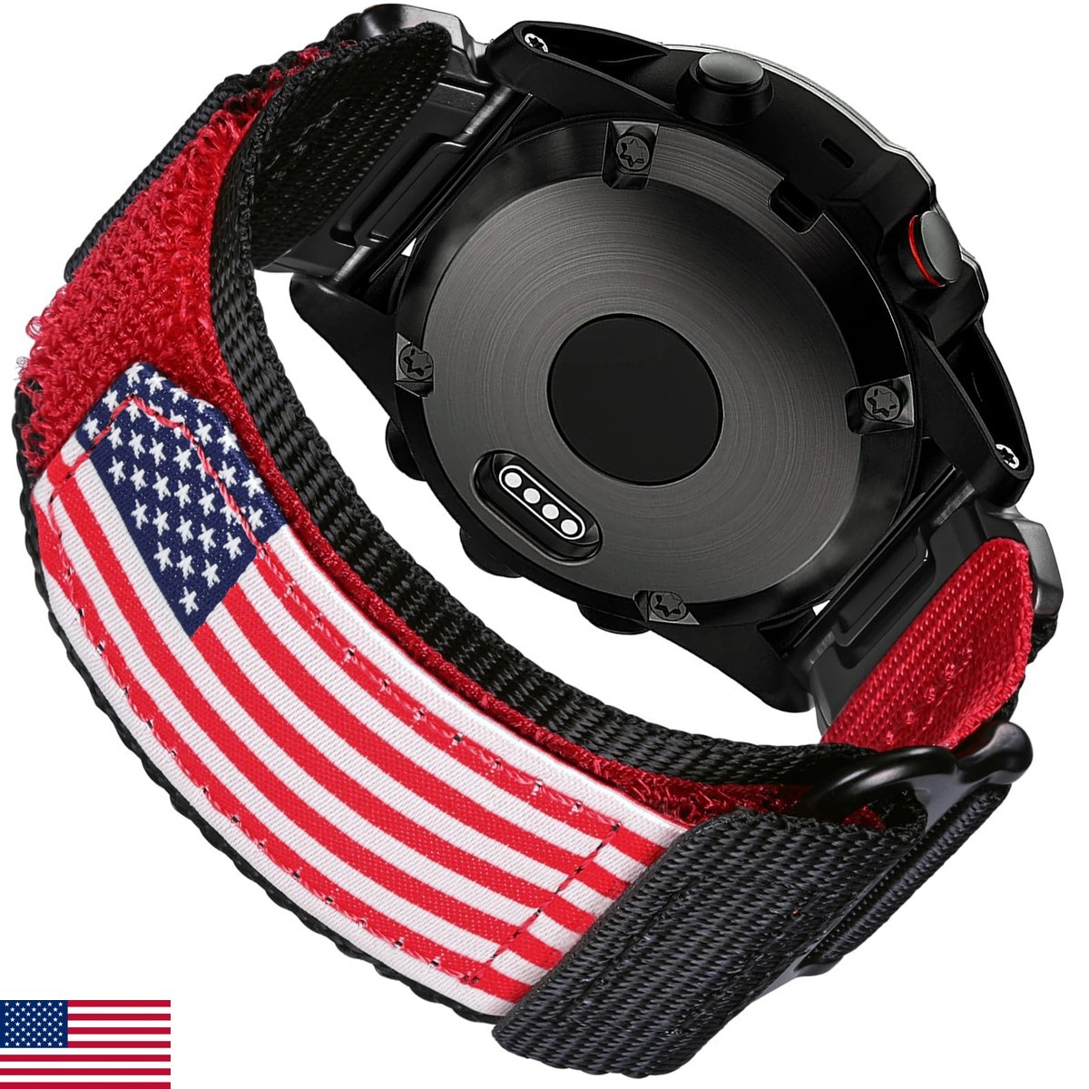 SMITHA 26mm Wide Hoop And Loop Nylon Quick Watch Band Compatible Garmin