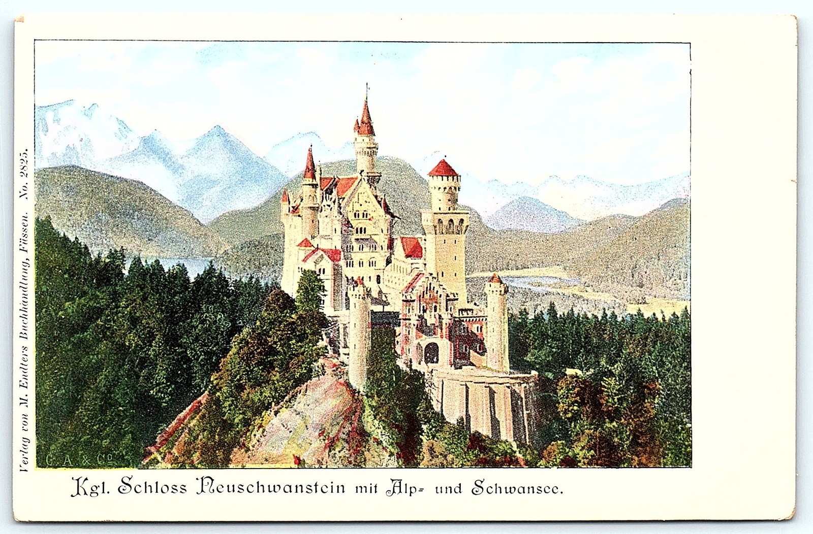 Antique German Postcard: Neuschwanstein Castle by M. Endters