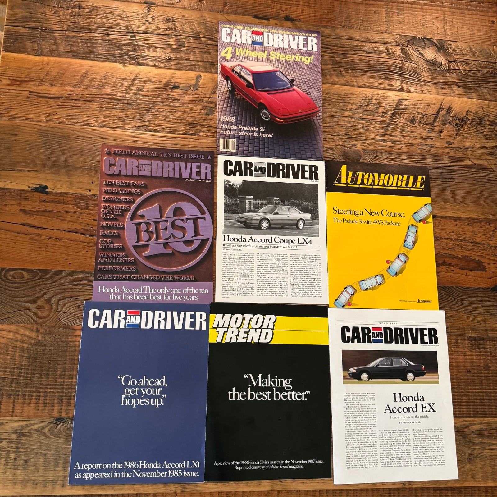 1986-1990 Honda Accord, Civic, Prelude Enthusiast Magainze Repints. Lot of 7.