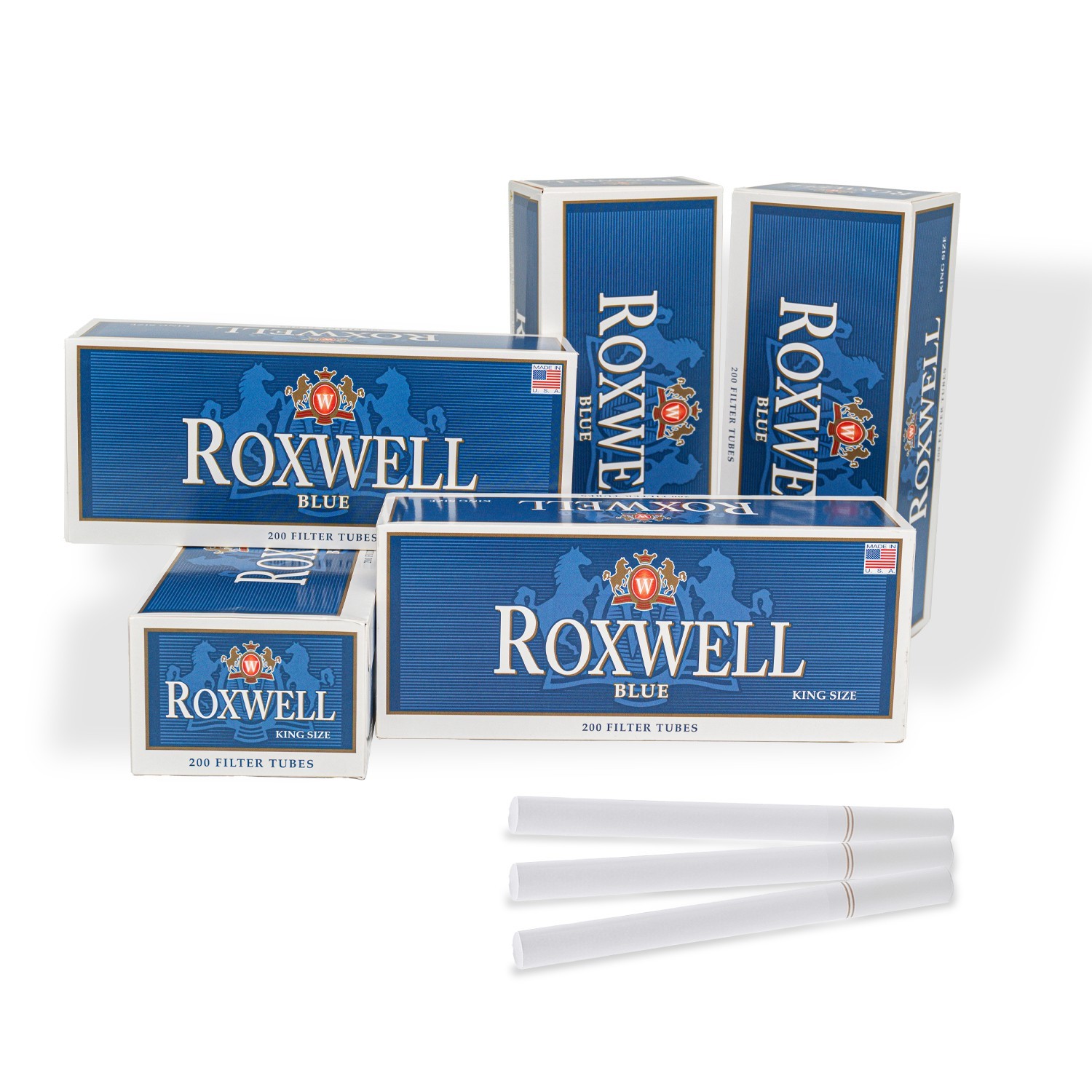 Roxwell Cigarette Tubes King Size 1000 CT 5 Boxes of 200 RYO Tubes Smooth Draw