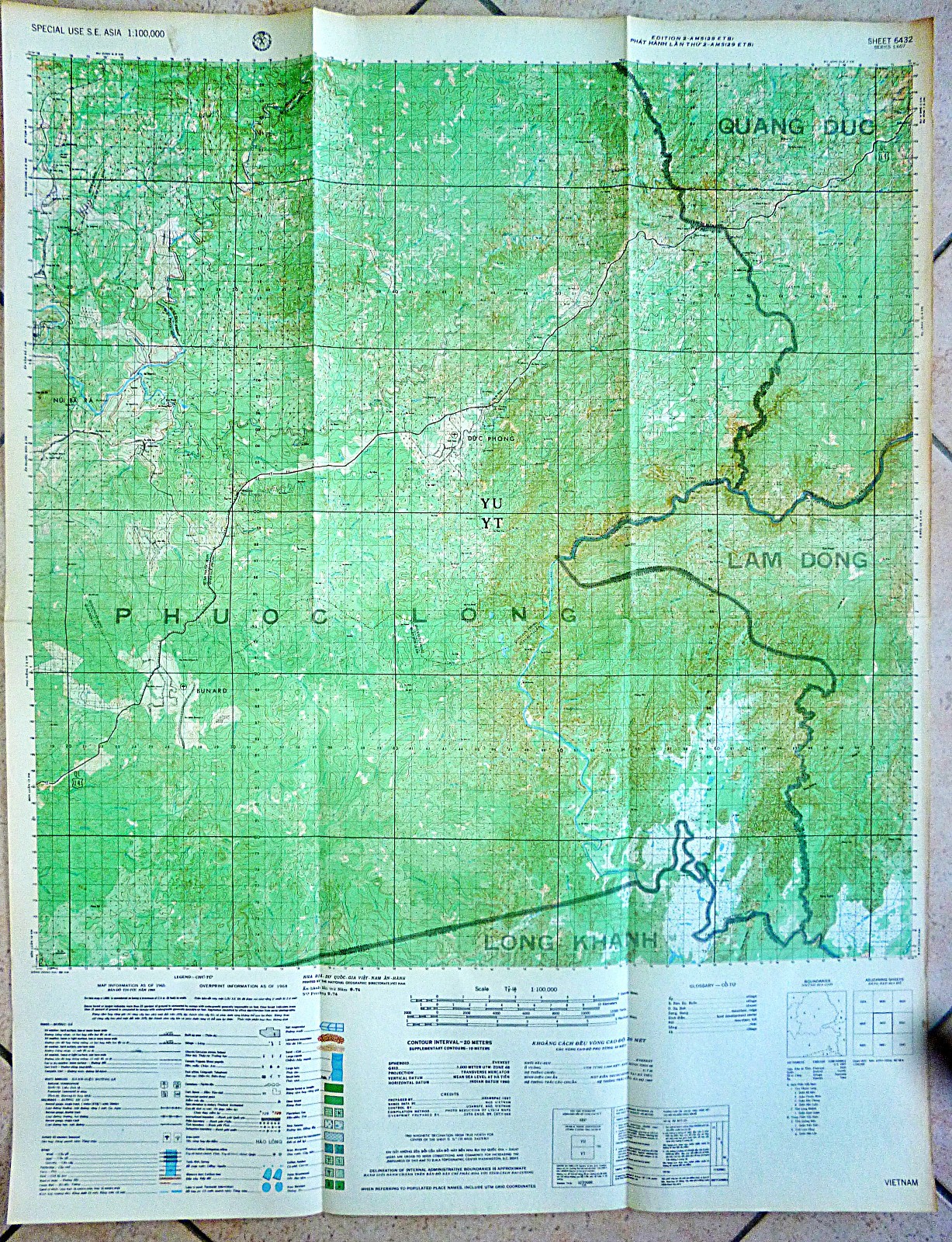 6443 - Very Rare - Special Map - Black, CIA Ops - Cambodia - 1971 - Vietnam War