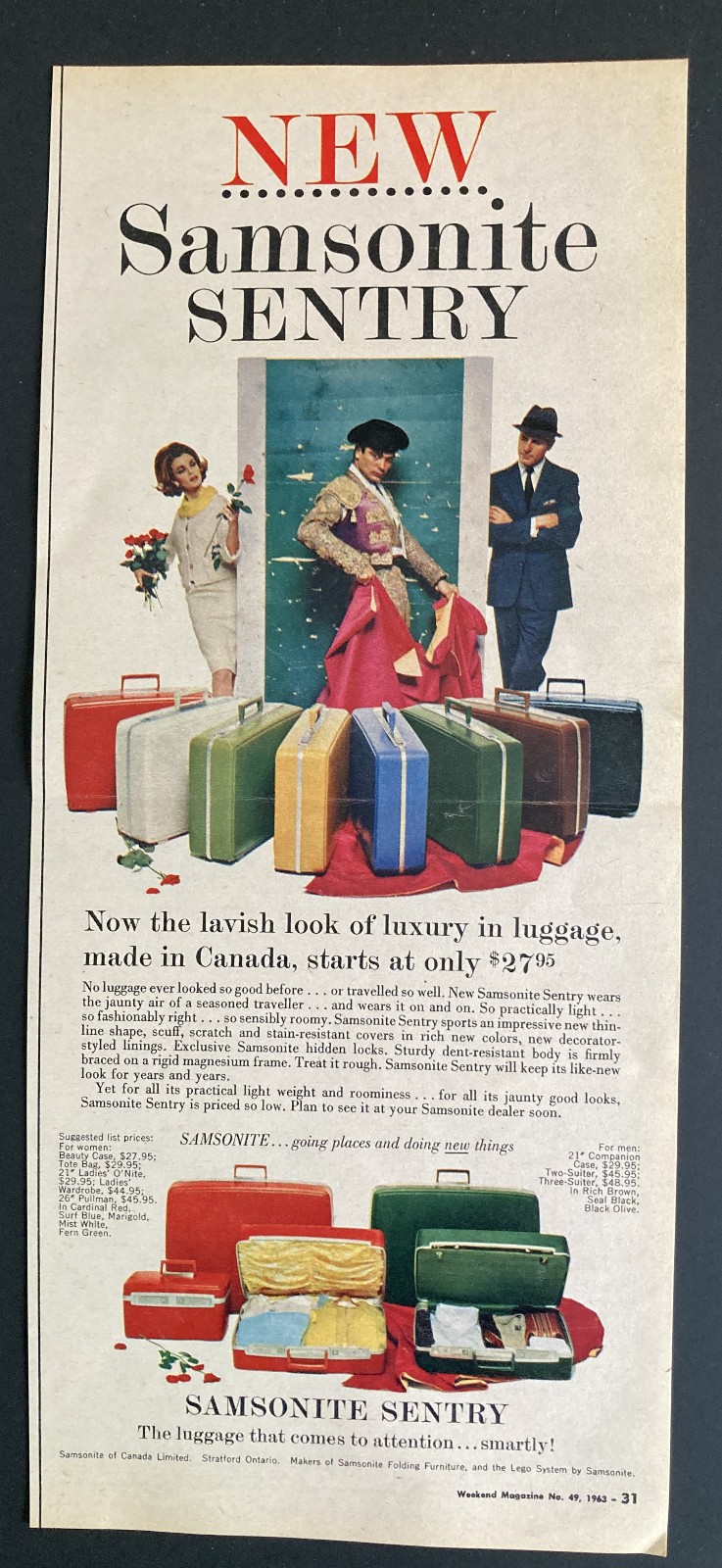 VERY RARE 1963 SAMSONITE CANADA MAKERS OF LEGO FIRST MENTION IN AD CANADIAN