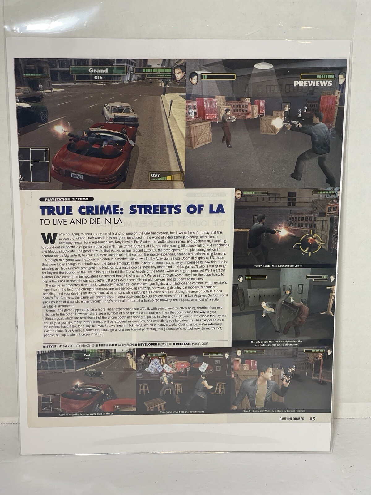 True Crime: Streets Of La Video Game Preview Magazine Article Print Ad Wall Art