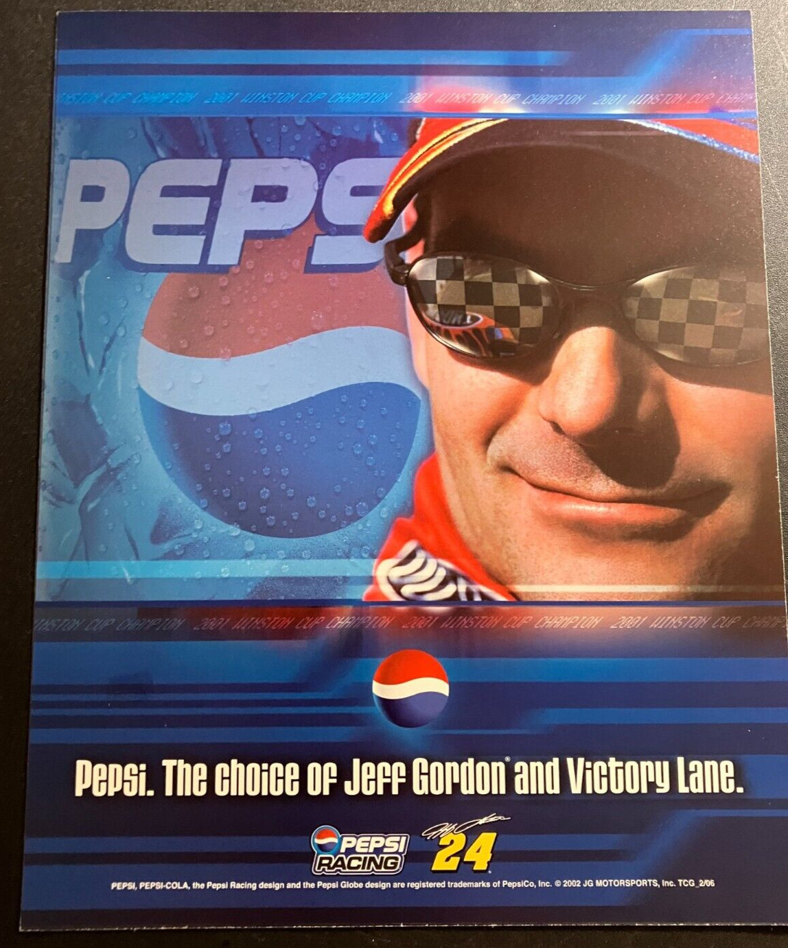 2002 Jeff Gordon #24 Dupont Pepsi Chevy Monte Carlo - NASCAR Hero Card Handout