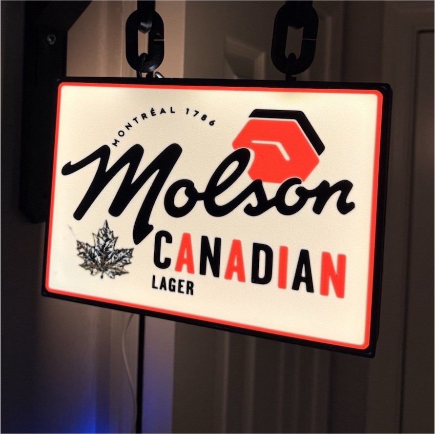 Molson Canadian Lager Hanging Lighted Sign – Wall Mount Bar & Man Cave Decor