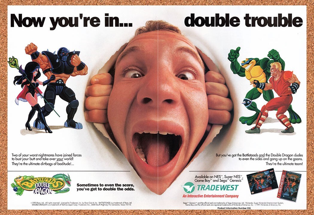 1993 Battletoads And Double Dragon SNES Original Advertisement / Retro Promo v2