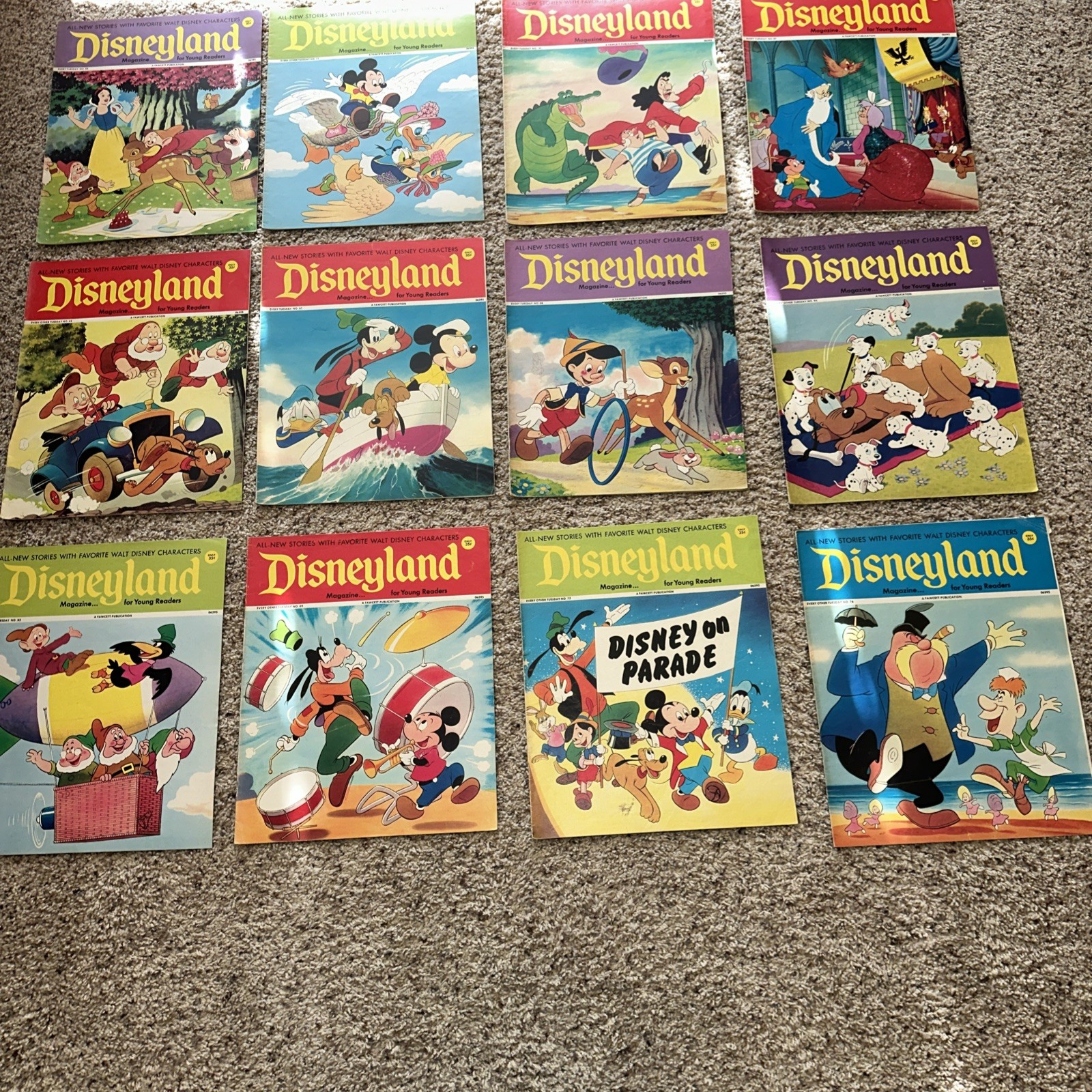 Vintage Walt Disney Disneyland Magazines Lot Of 12 Issues