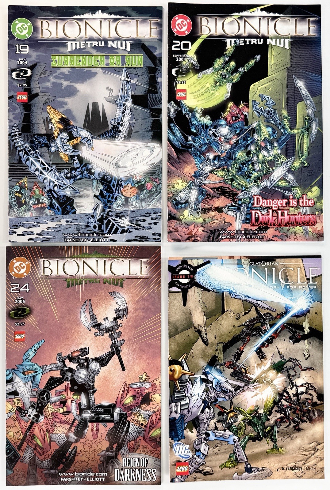 2004 2005 Bionicle Metru Nui Comic Lot # 19 20 24 + 2009 Glatorian #2 DC Comics
