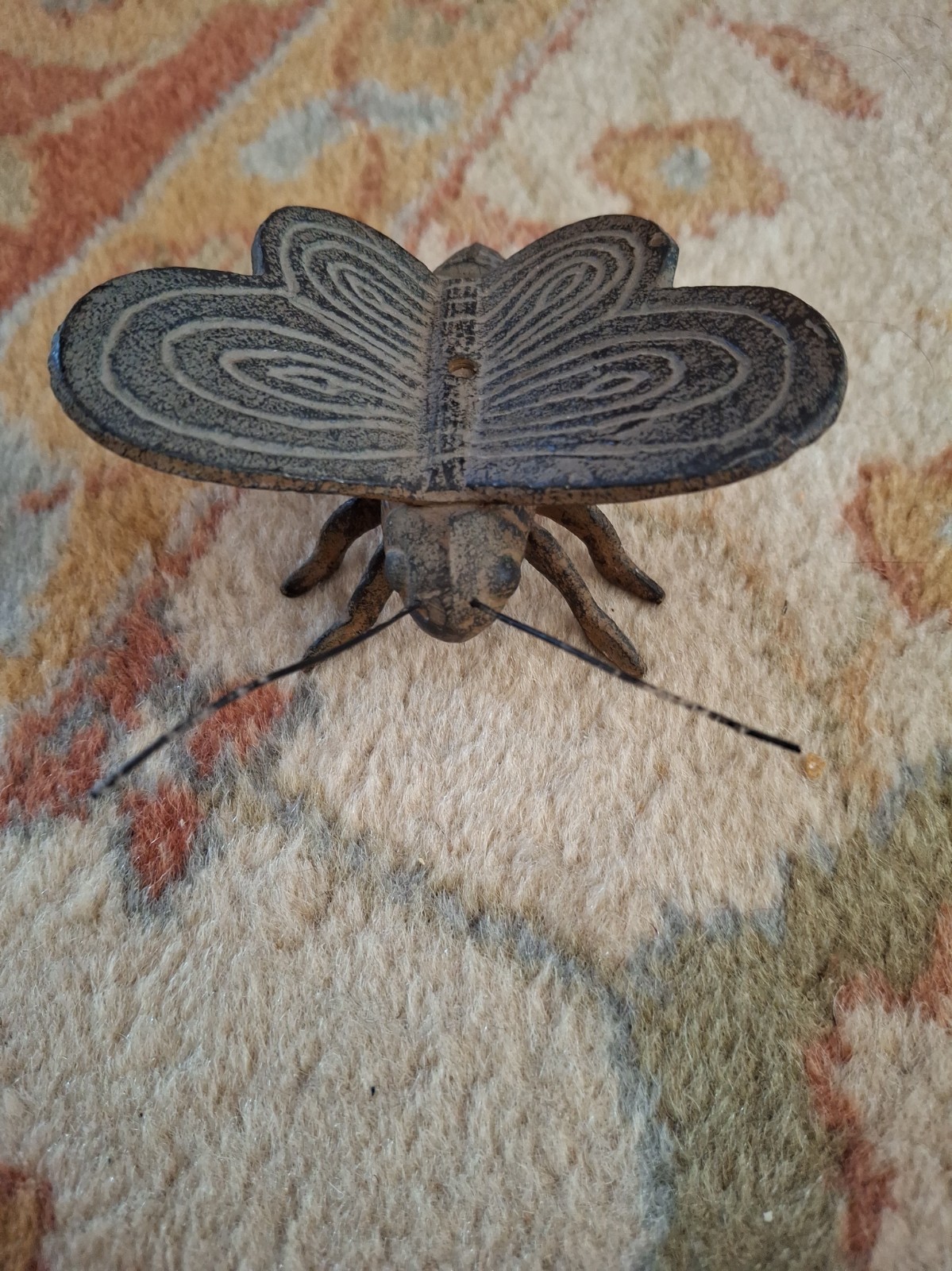 Vintage Cast 3” Rare Cast Iron Butterfly Moth Garden Decor, Collectible
