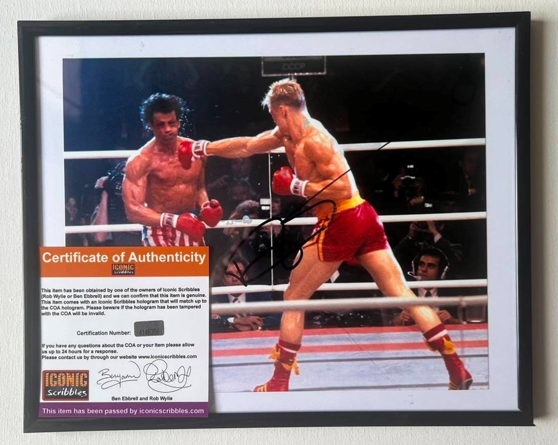 Dolph Lundgren Signed Autograph Photo Rocky 20x25cm + Iconic COA