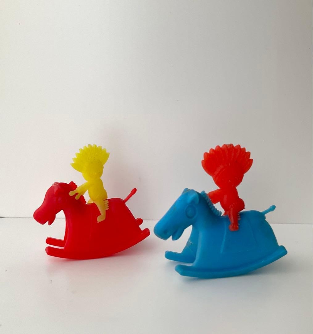 Glico Showa Retro Indian Boy Rocking Horse Set of 2 Vintage Collectible
