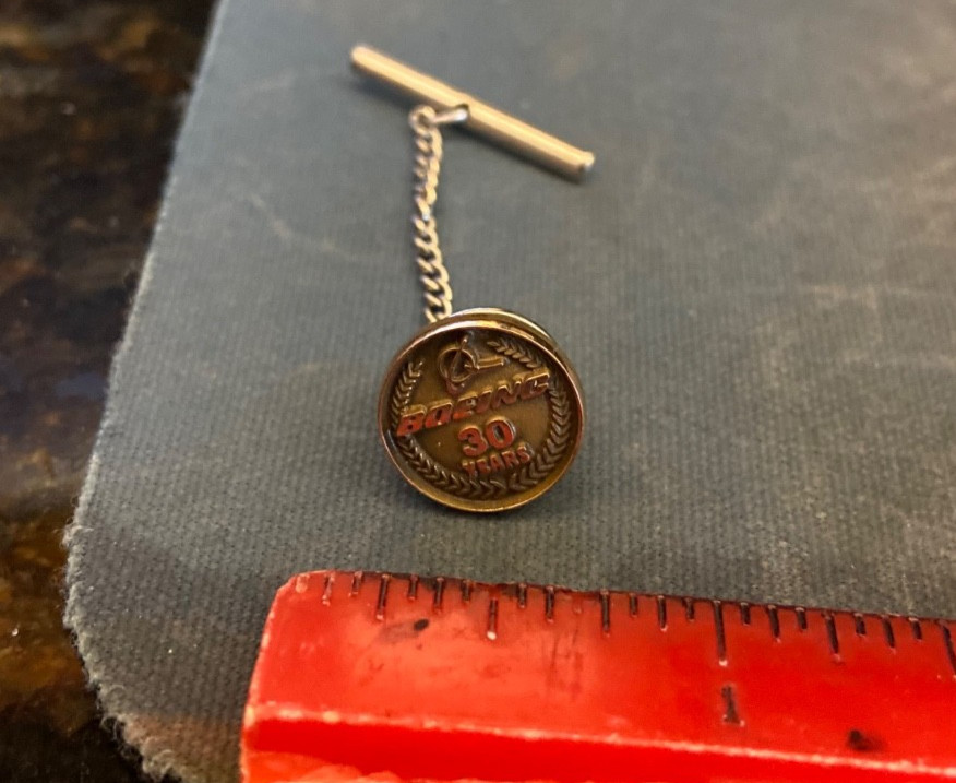 Vintage Boeing Company 30 Year Employee Service Award Lapel Pin 1/10-10K