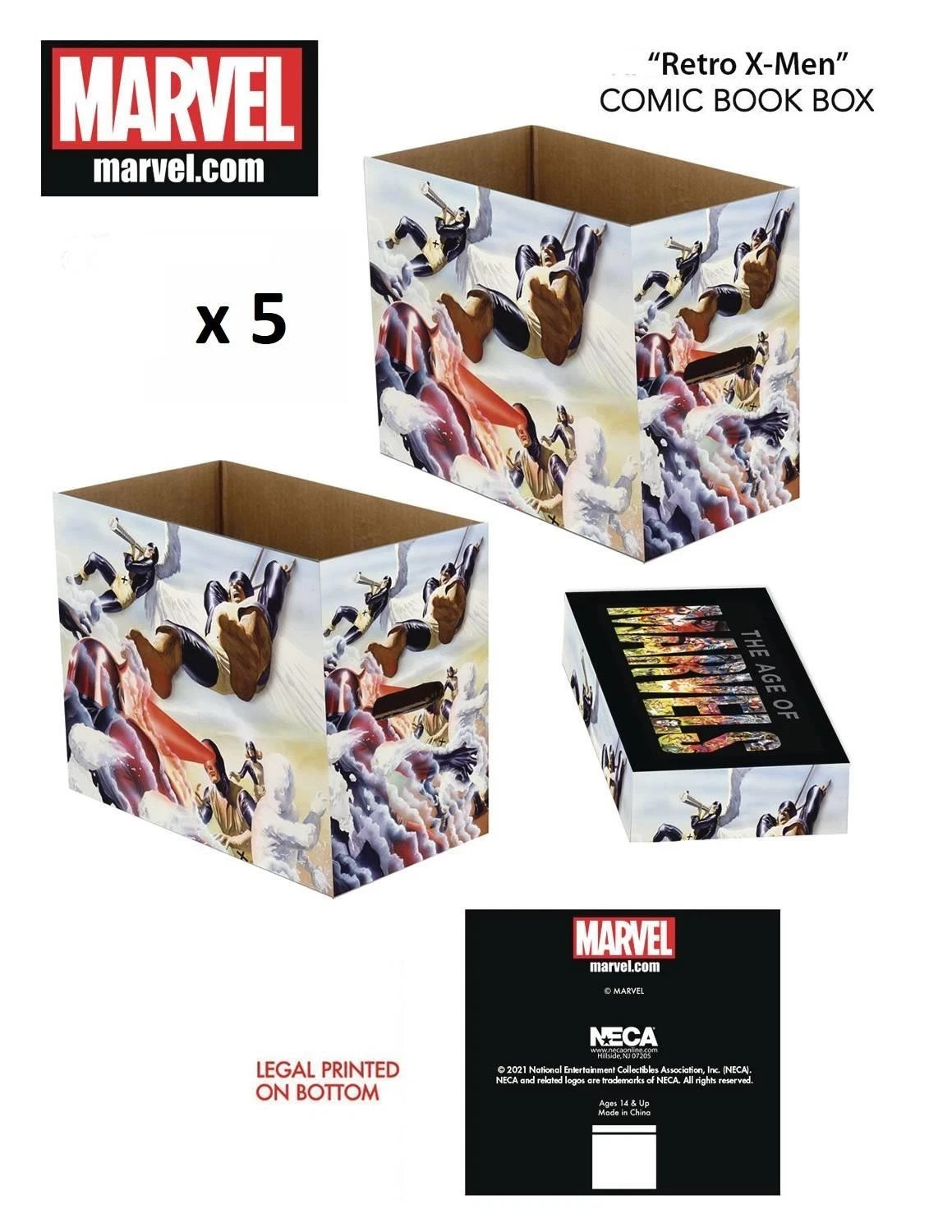 Marvel Comics Retro X-men Short Comic Storage Box- 5 Pack Bundle CASE 