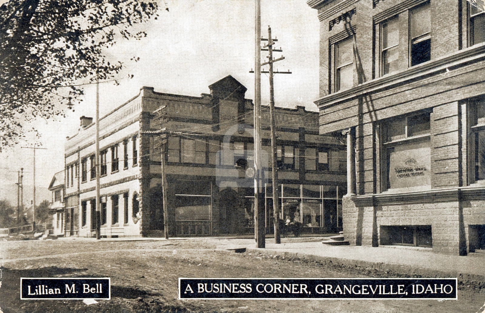 Business Corner c.1912 Grangeville ID Idaho Picture Postcard COPY