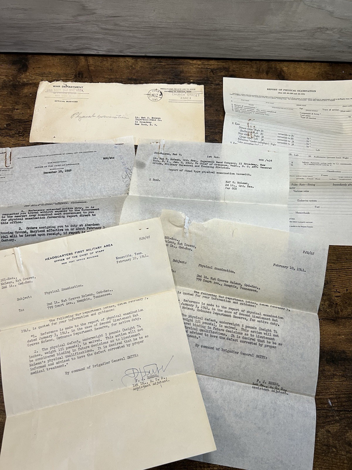 1940 1941 WWII US Army War Department Military Documents Letters McLean Original