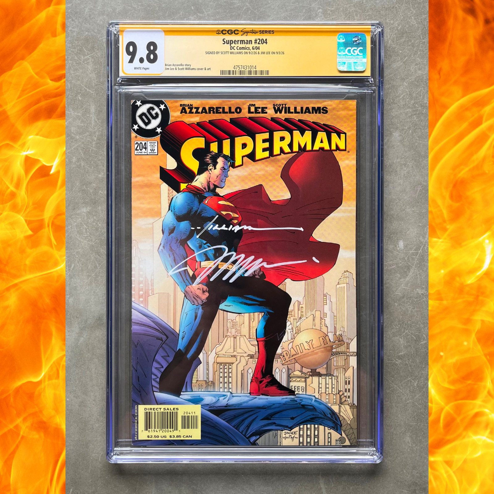 🔥 Superman #204 CGC 9.8 SS NM/M (DC 2004) Signed by Jim Lee + Scott Williams 🔥
