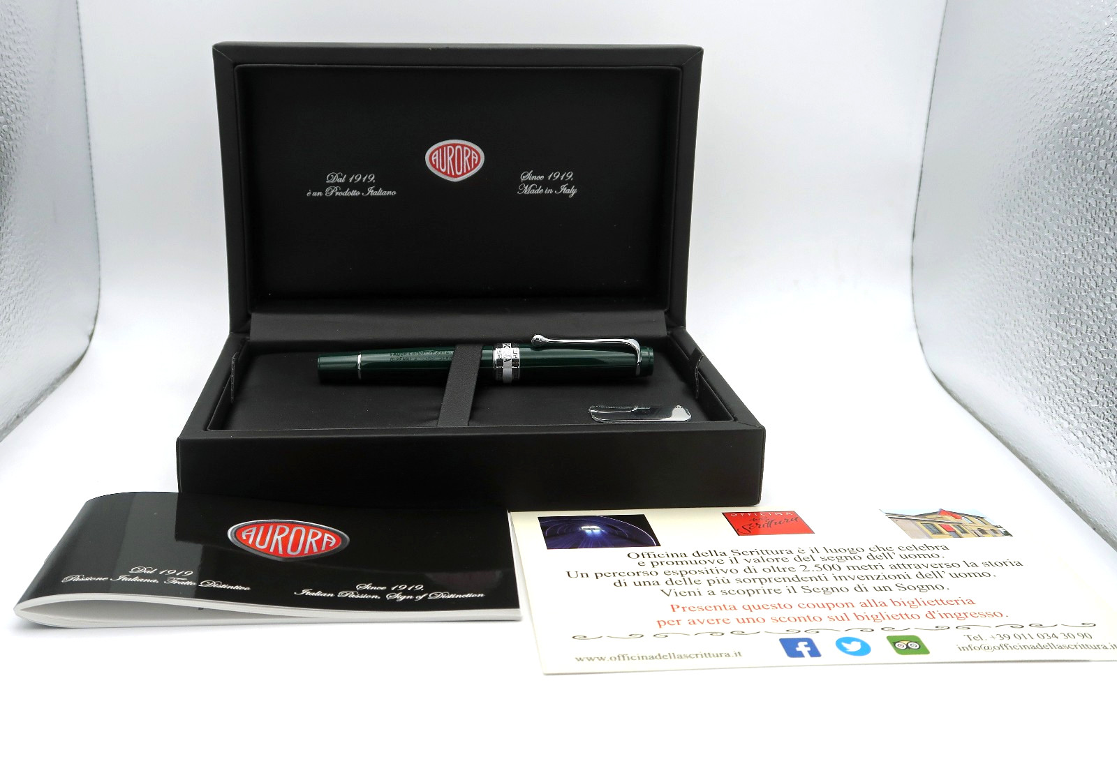 Aurora Ltd Edition Optima Green 14K Flexible F Nib Fountain Pen New in Orig. Box