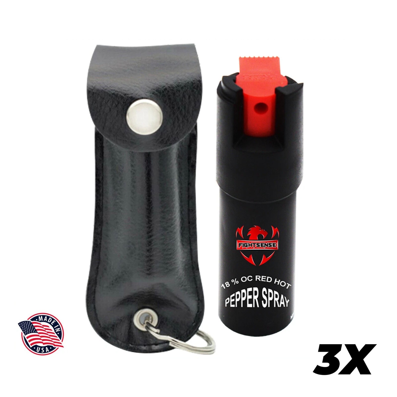 FIGHTSENSE (3 PC) MAXIMUM STRENGTH PEPPER SPRAY WITH KEY CHAIN FOR WOMEN