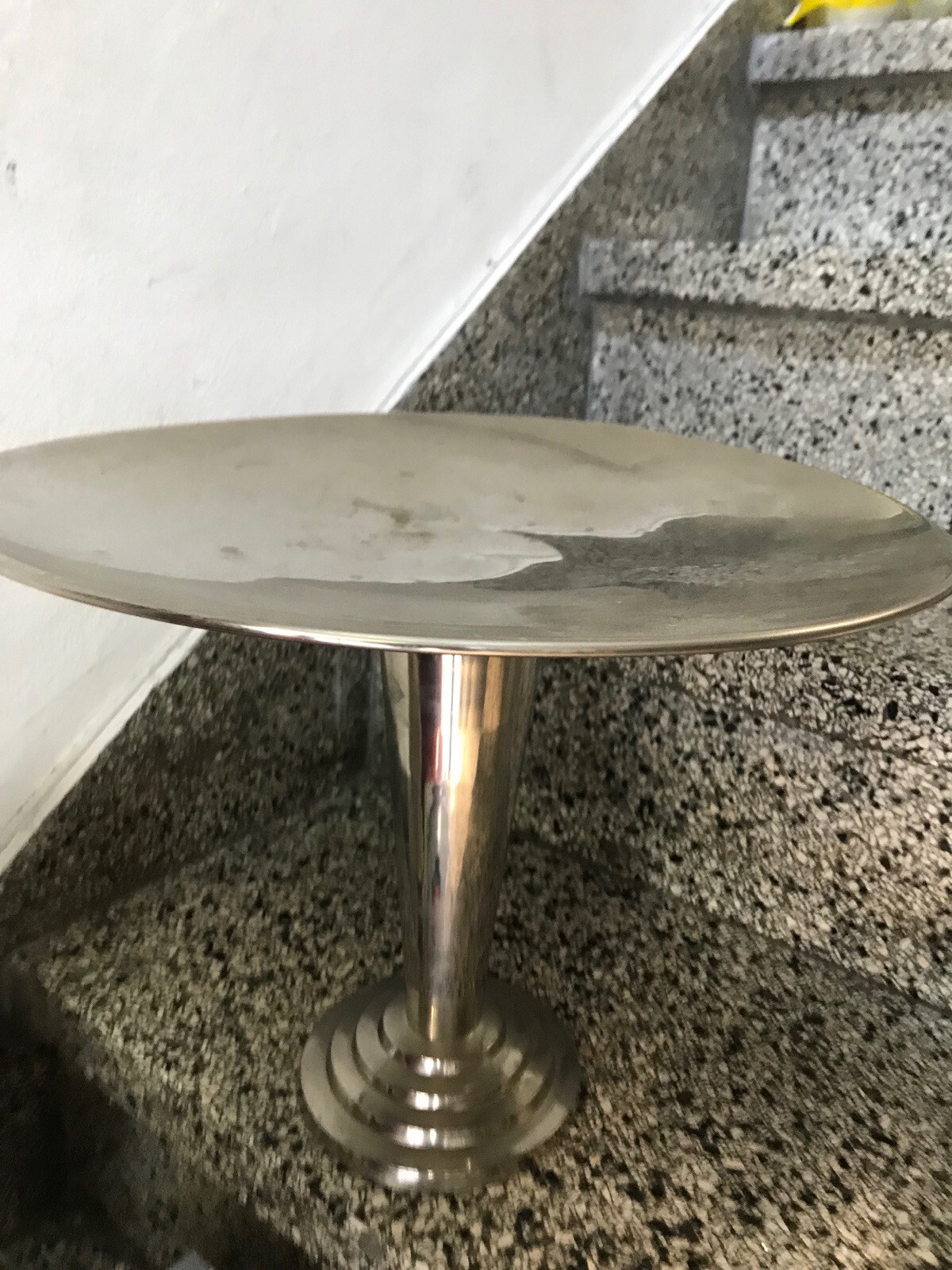 Great Large Vintage Pedestal Bowl Chrome Plated USA M23