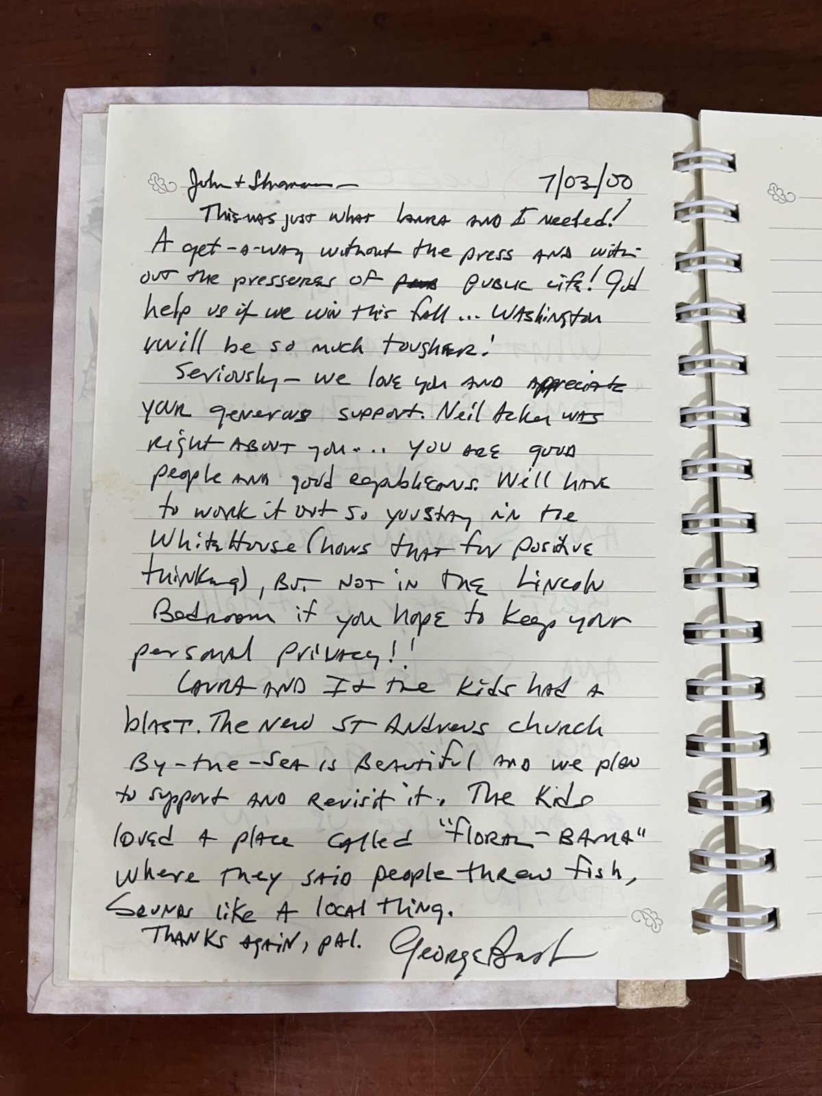 President George W. Bush Hand Written And Signed Signed By Laura Bush ? Read