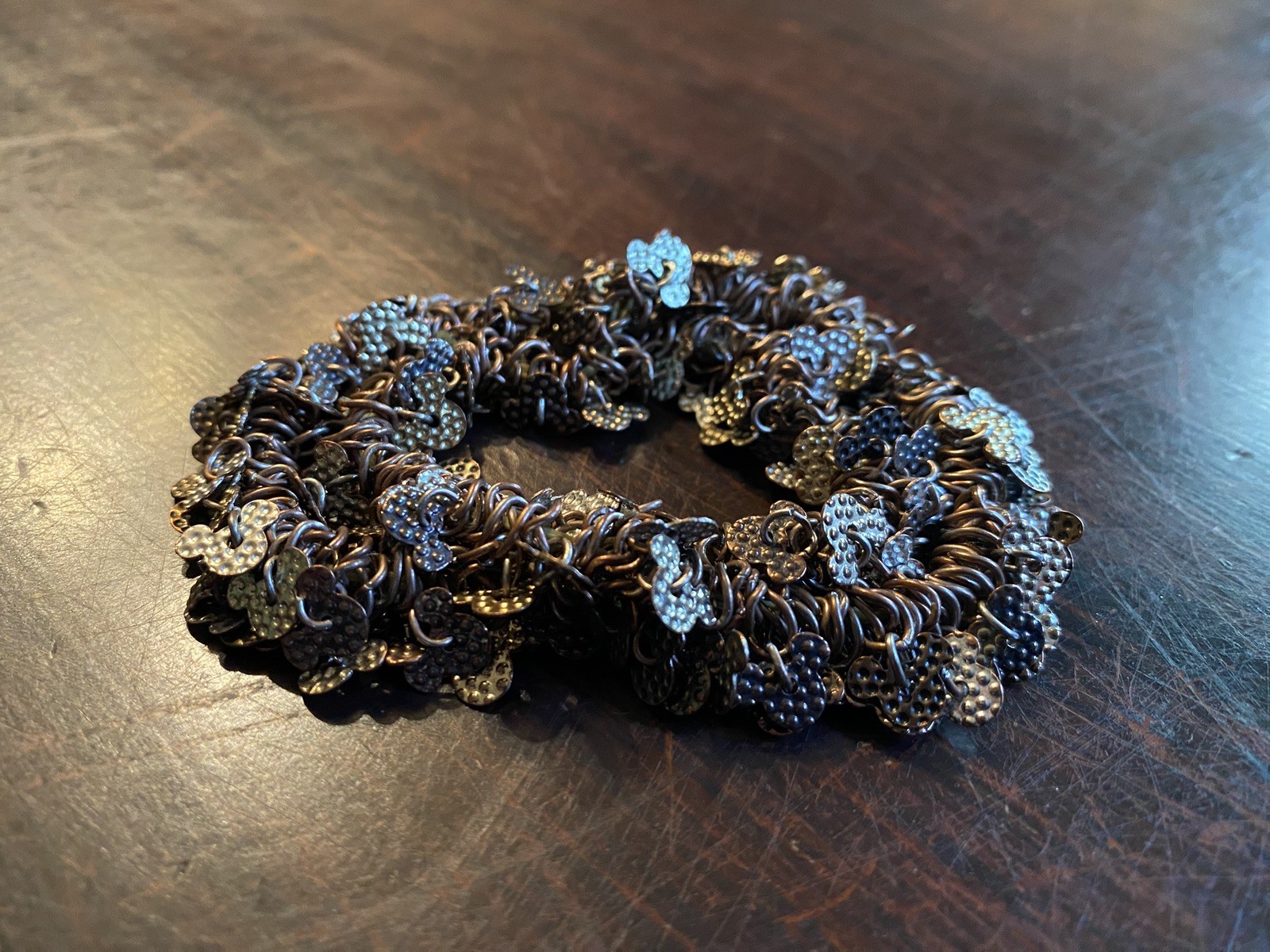 RARE Vintage Disney Mickey head metallic stretchy bracelet