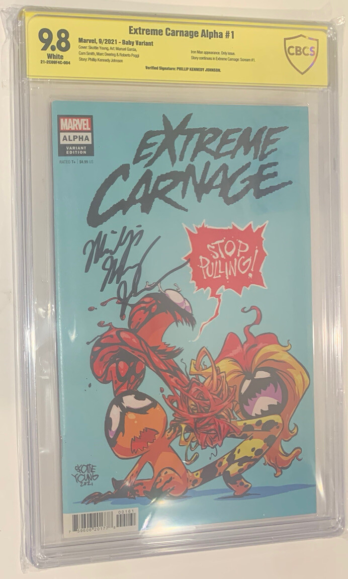 Marvel Extreme Carnage 1 Skottie Young Johnson Sign Graded CBCS 9.8 Comic No CGC
