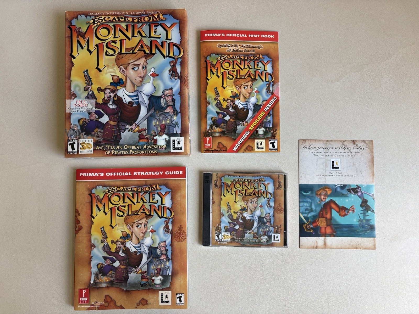 Escape From Monkey Island Big Box PC Windows LucasArts Hint Book & Prima Guide