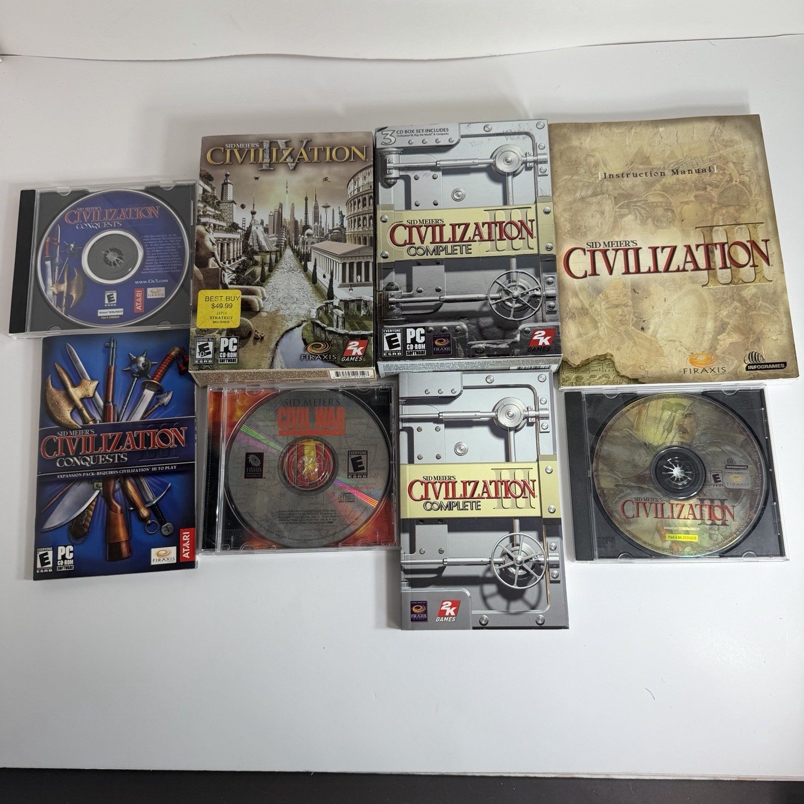 Sid Meier's Civilization III Complete Conquests Civil War IV Lot PC CD-ROM Game