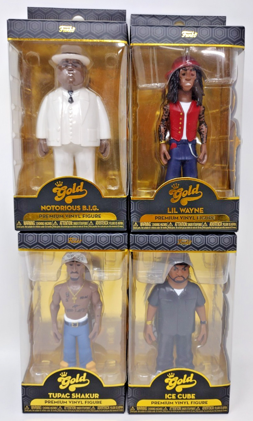 Funko Gold Premium Vinyl Lot of 4 Rappers Tupac Ice Cube Lil Wayne Notorious BIG