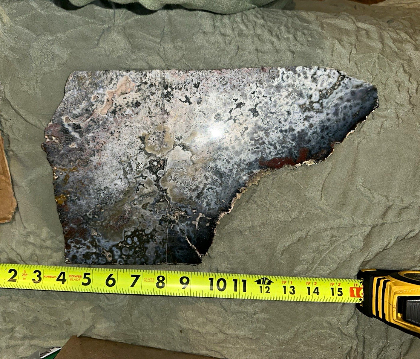 Polished Lapidary Slab Slice Approx 15 in x 13 in Black Gray Red Pattern