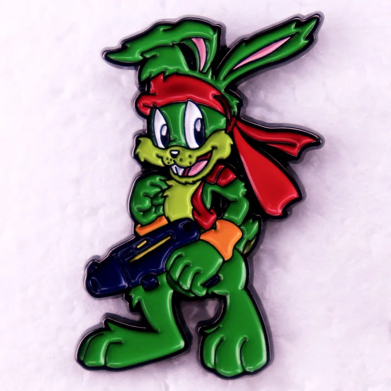 Jazz Jackrabbit Game Badge Green Hare Rabbit Enamel