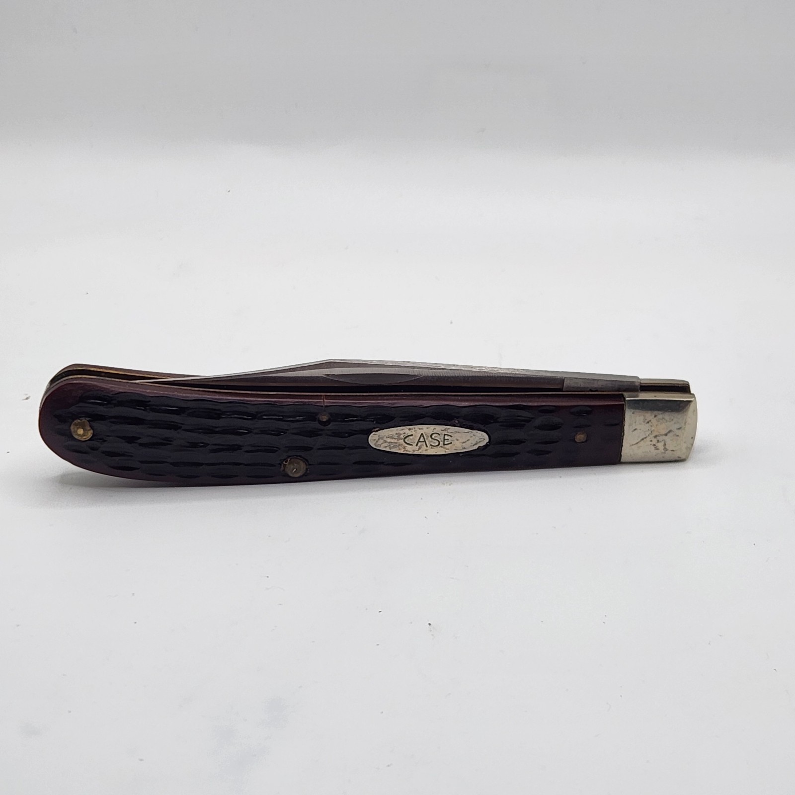 Vintage Case XX USA 61048 SS Slimline Trapper Black Handle Pattern