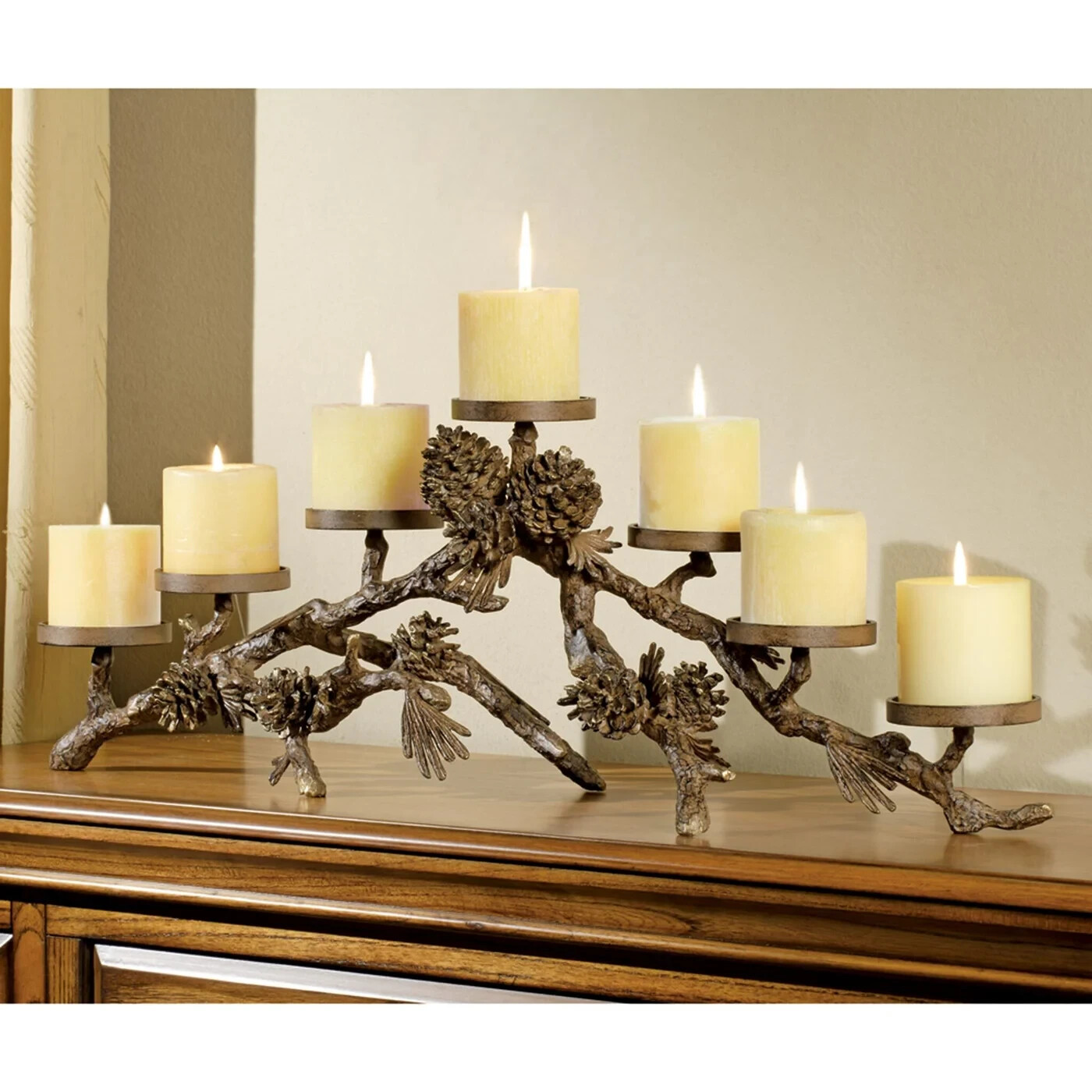 Pinecone Mantlepiece Candleholder Home Decorative Collectible - Aluminum