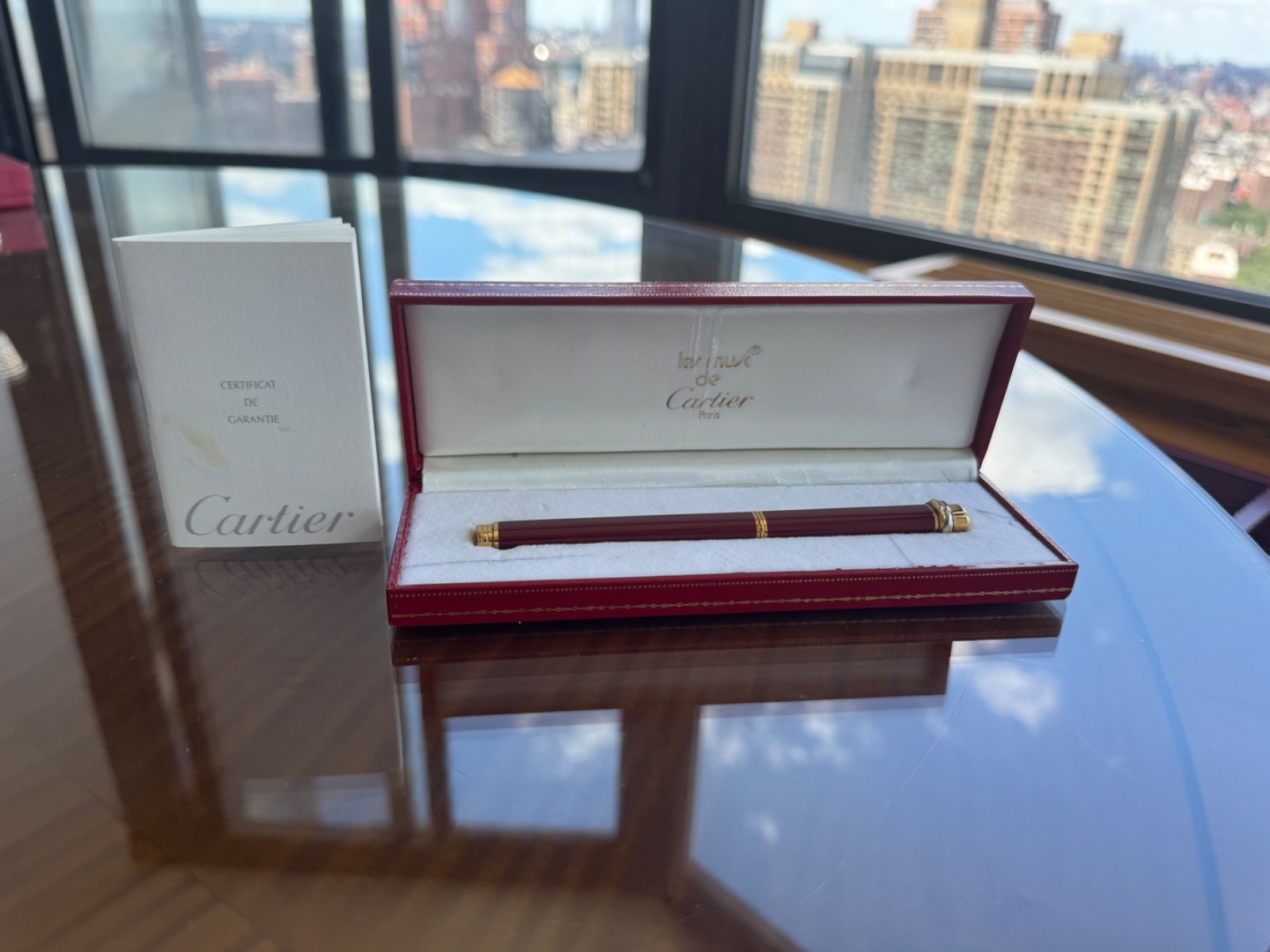 CARTIER --  18ct Gold Plated Bordeaux Vendome Trinity Rollerball Pen & Box