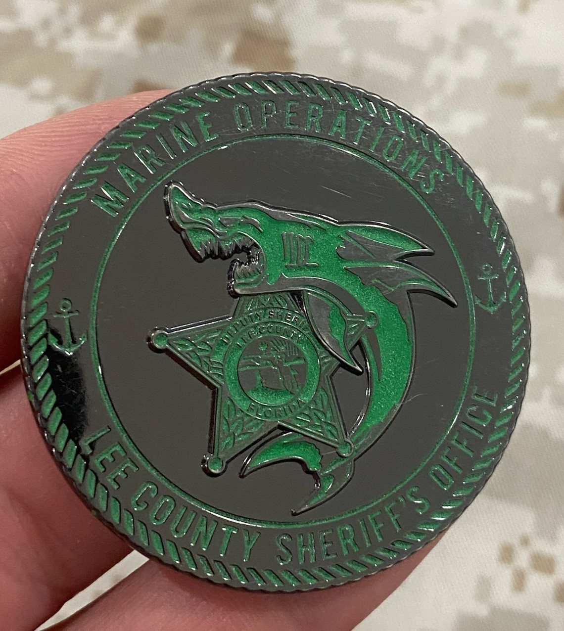 Lee County Florida Marine Operations Night Ops Challenge Coin Sheriff FL Police