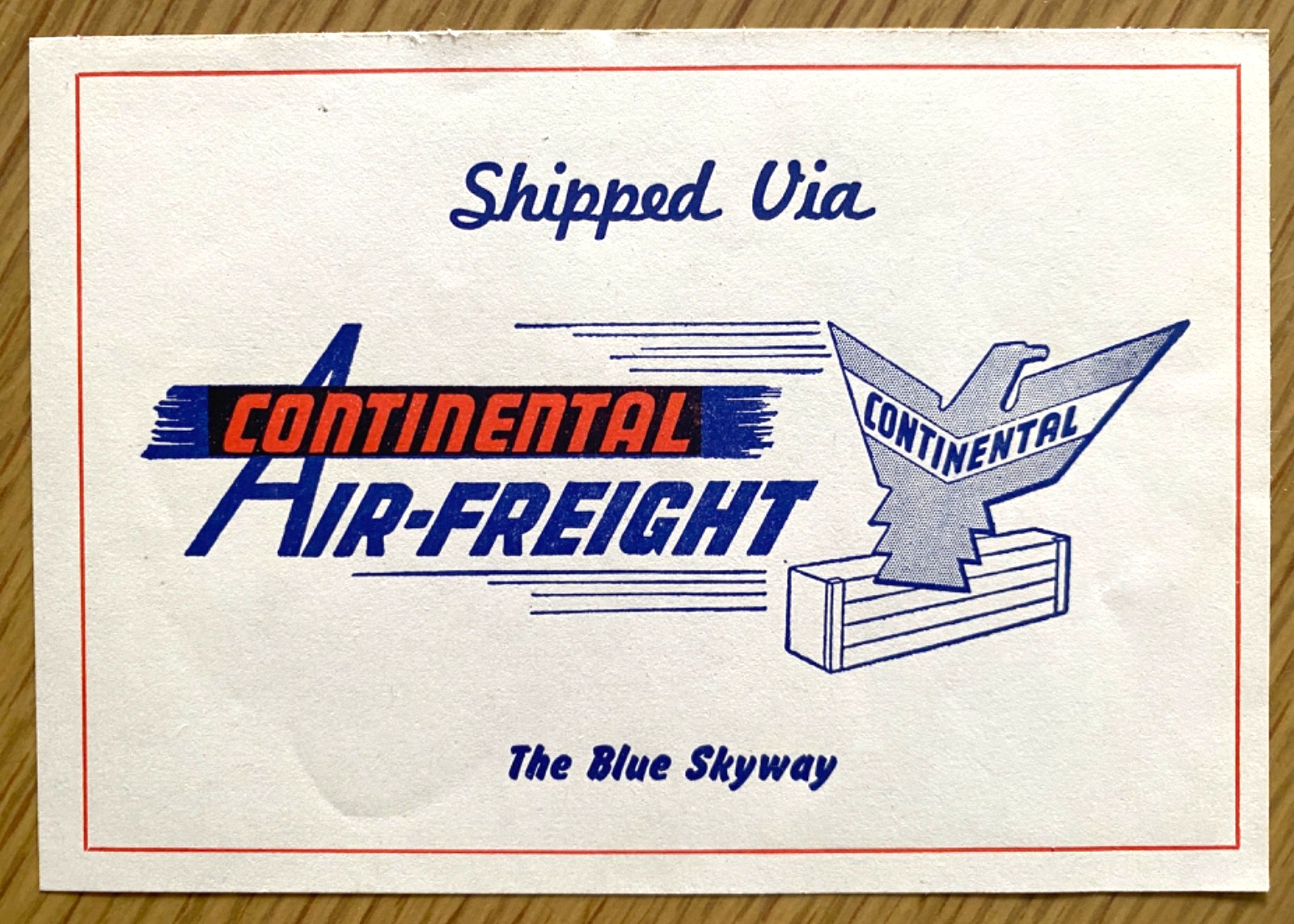 1953 CONTINENTAL AIRLINES vintage luggage decal sticker AIR FREIGHT / CARGO