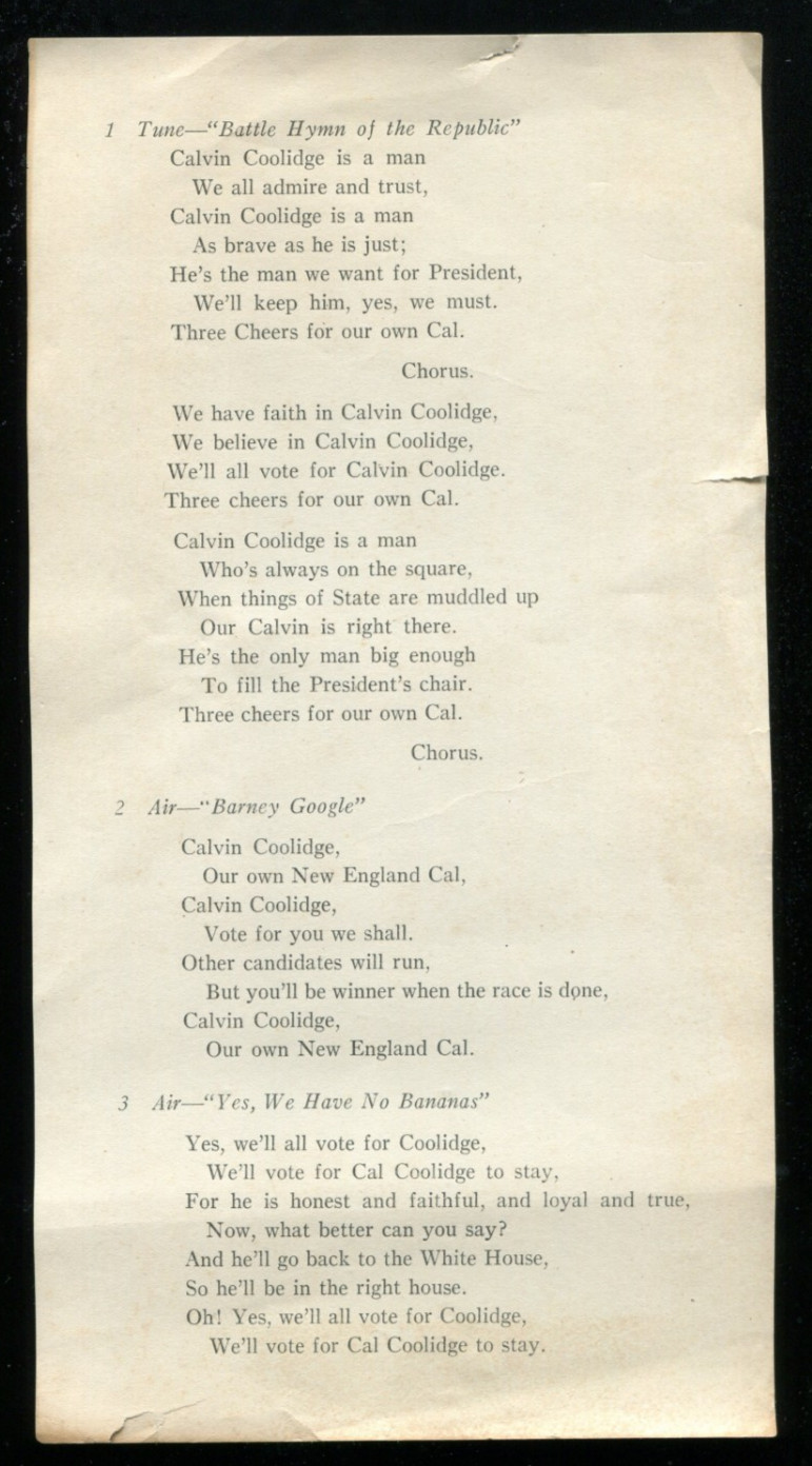 1924, Calvin Coolidge Presidental Campaign Songster