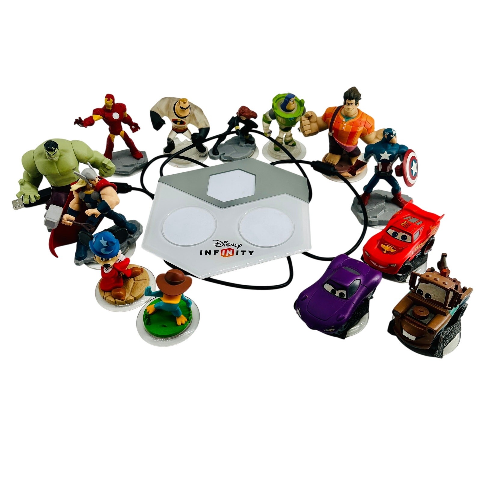 Disney Infinity Lot 13 Mickey Avengers Marvel Cars Thor Buzz Incredibles Portal